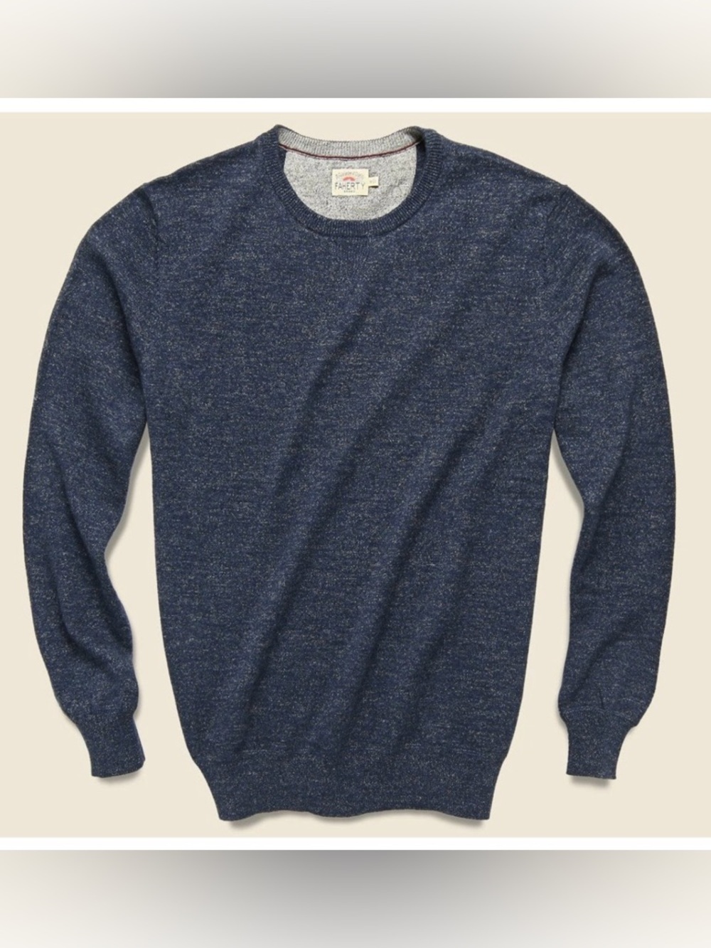 🌟 FAHERTY 🌟 SCONSET COTTON CASHMERE CREW NECK SWEATER NAVY HEATHER SZ XL